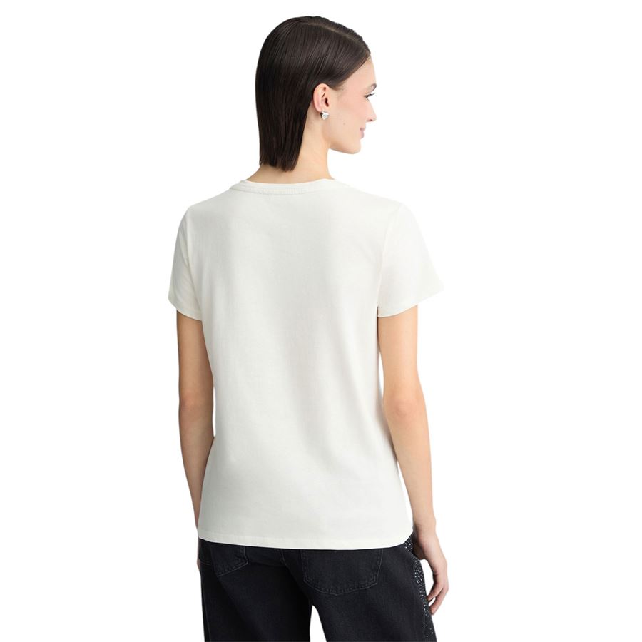 T-shirt a manica corta da donna con logo e strass Liu Jo | TA5170JS923M9282